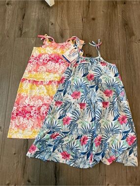 Tommy Bahama Girls' Tropical Tiered Sundress - Blue & Pink / Pink-Yellow Ombre